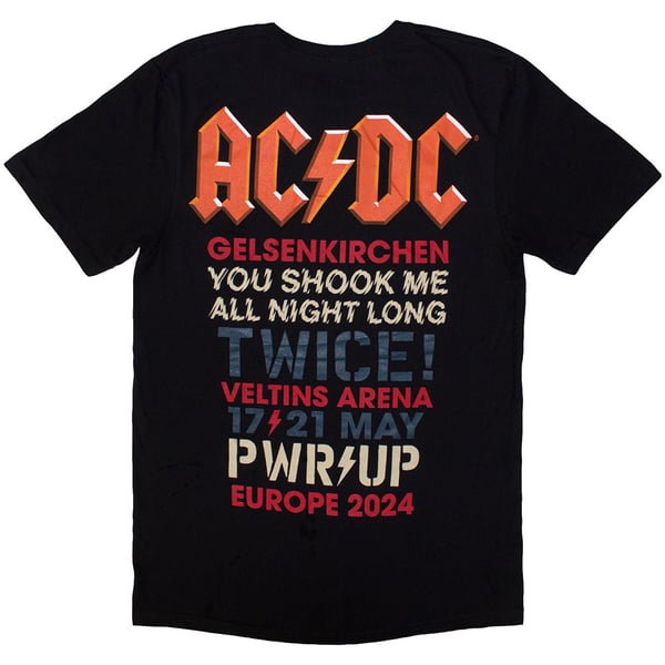 AC/DC Unisex Adult PWRD-UP Gelsenkirchen ´24 Back Print T-Shirt