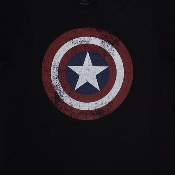 Marvel Comics Unisex Adult Captain America Distressed Shield T-Shirt