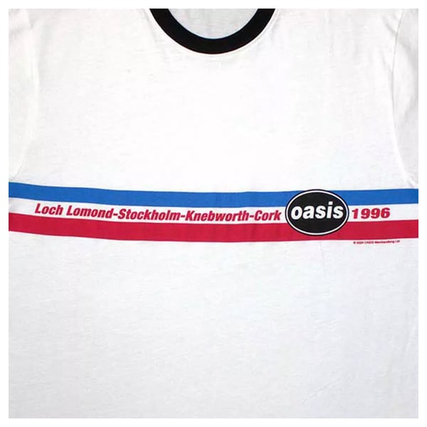 Oasis Unisex Adult 1996 Tour Horizontal Stripe Ringer T-Shirt