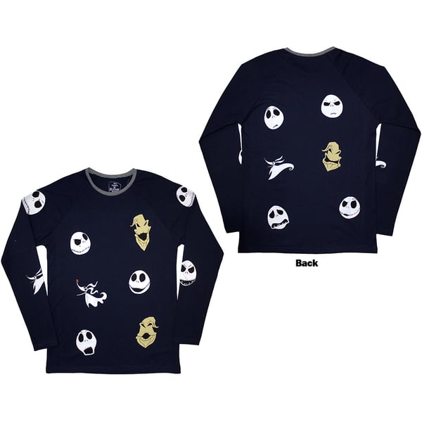 The Nightmare Before Christmas Unisex Adult Character Heads Embroidered Long-Sleeved T-Shirt