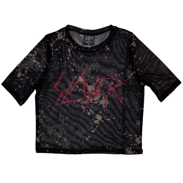 Slayer Womens/Ladies Scratchy Logo Mesh Crop Top