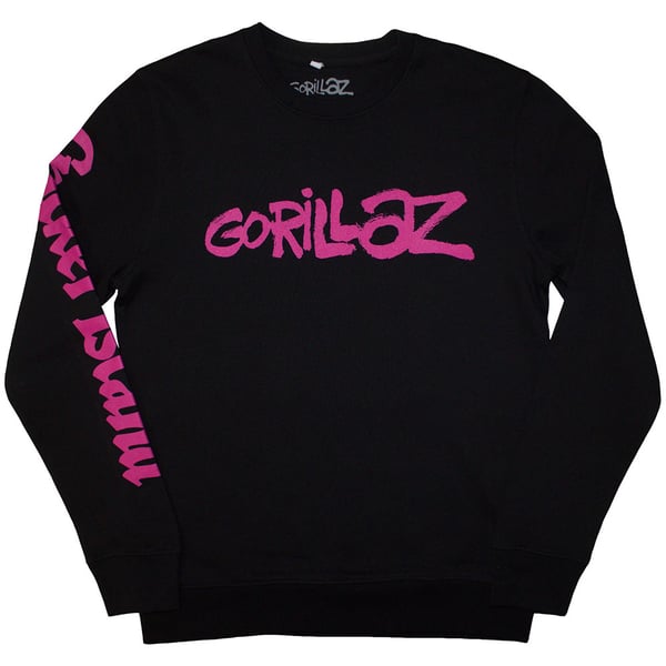 Gorillaz Unisex Adult Craker Island Pazuzu Spiral Back & Sleeve Print Sweatshirt Gorillaz Unisex Adult Craker Island Pazuzu Spiral Back & Sleeve Print Sweatshirt