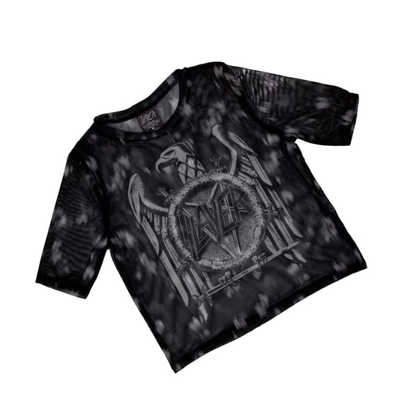 Slayer Womens/Ladies Mono Eagle Mesh Crop Top
