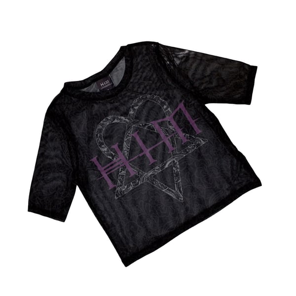 Him Womens/Ladies Heartagram & Logo Mesh Crop Top
