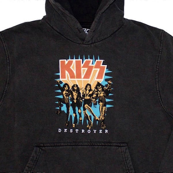 Kiss Unisex Aikuisten Destroyer 3D -logolla varustettu kivipesty huppari