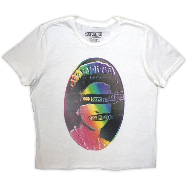 Sex Pistols Womens/Ladies God Save The Queen Rainbow Crop Top Sex Pistols Womens/Ladies God Save The Queen Rainbow Crop Top
