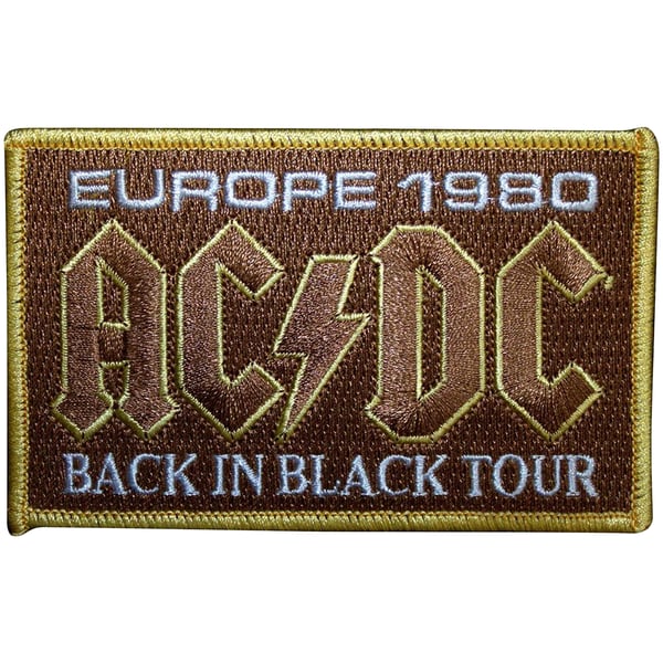 AC/DC Europe 1980 Back In Black Tour Iron On Patch