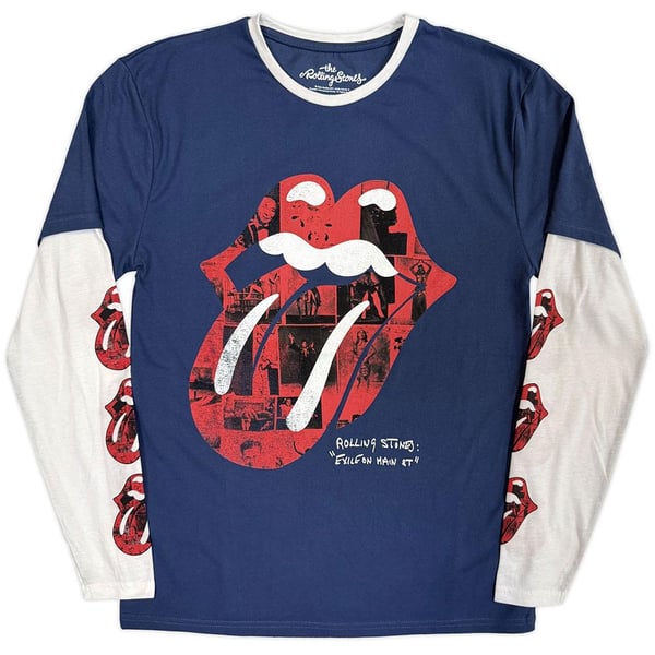The Rolling Stones Unisex Adult Collage Tongue Layered Long-Sleeved T-Shirt