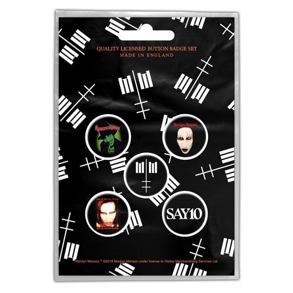 Marilyn Manson Logo Cross Badge Set (Pack of 5)