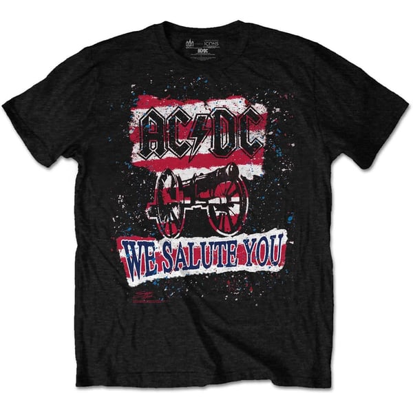 AC/DC Unisex Adult We Salute You Stripe T-Shirt