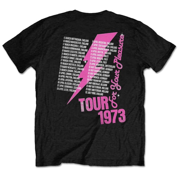 Roxy Music Unisex Adult For Your Pleasure Tour Back Print Cotton T-Shirt