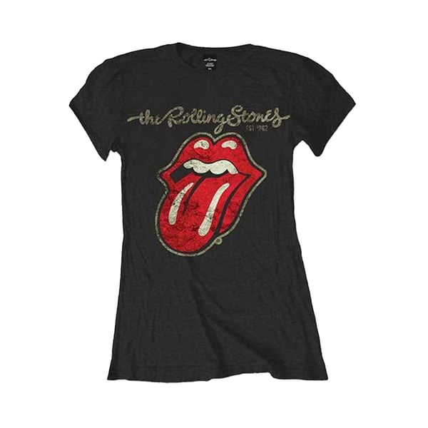 The Rolling Stones T-shirt i bomuld med gipsede tunger til kvinder/damer The Rolling Stones T-shirt i bomuld med gipsede tunger til kvinder/damer