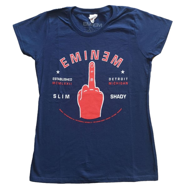 Eminem Dame/Dame Detroit Finger bomulds T-shirt Eminem Dame/Dame Detroit Finger bomulds T-shirt