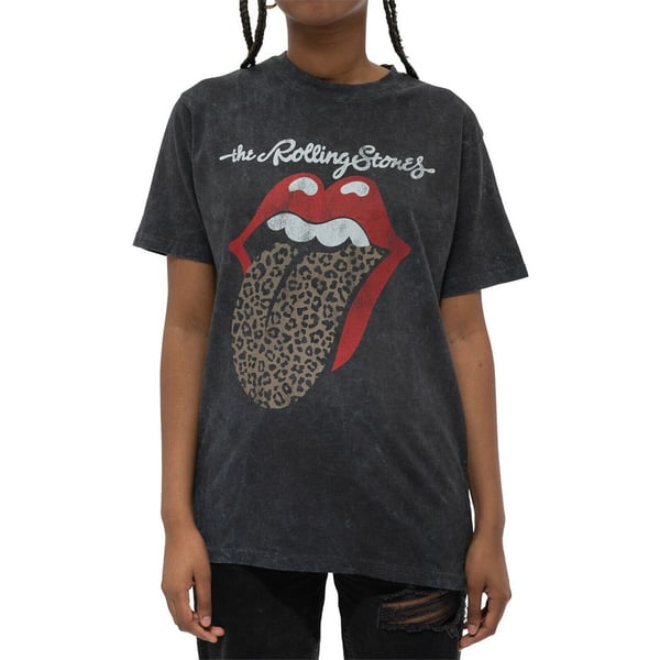 The Rolling Stones Unisex Vuxen Leopard Tunga Acid Wash T-shirt