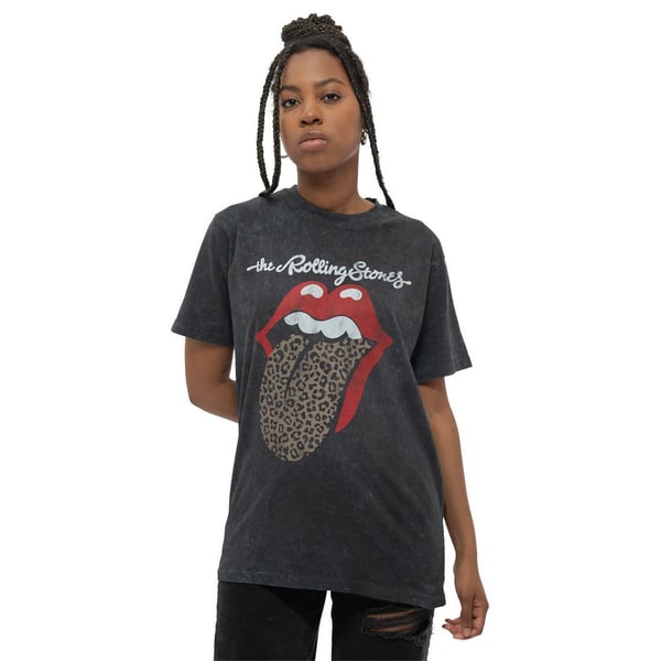The Rolling Stones Unisex Vuxen Leopard Tunga Acid Wash T-shirt