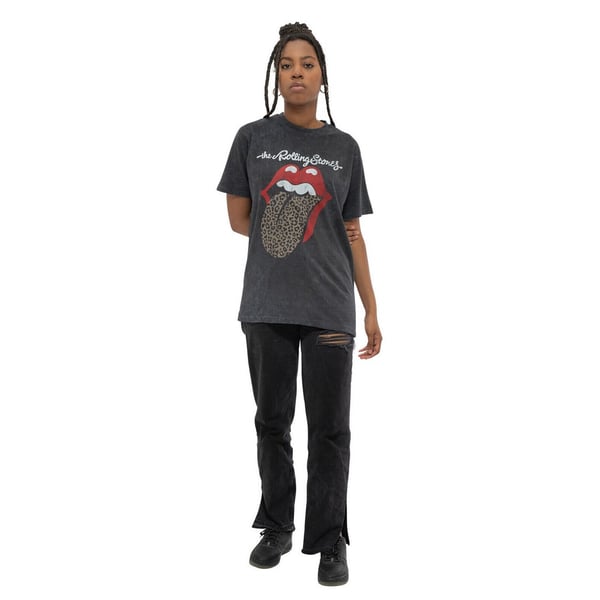 The Rolling Stones Unisex Vuxen Leopard Tunga Acid Wash T-shirt