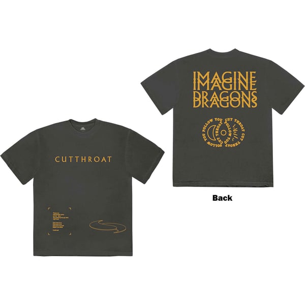 Imagine Dragons Unisex T-shirt i bomuld til voksne med cutthroat-symboler Imagine Dragons Unisex T-shirt i bomuld til voksne med cutthroat-symboler