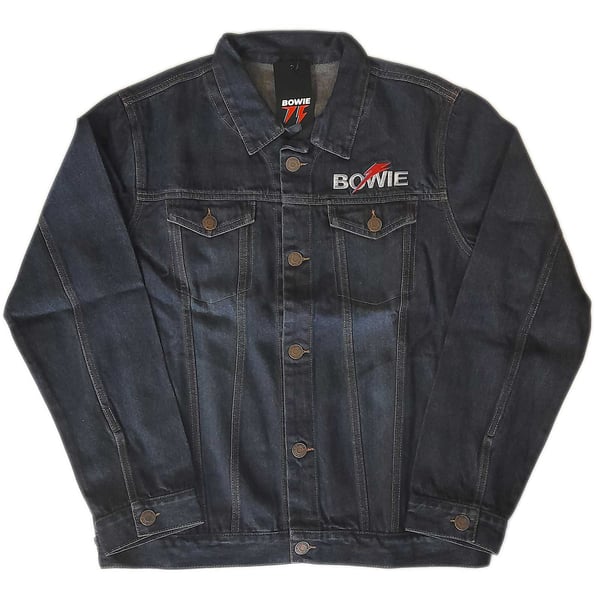 David Bowie Unisex Adult Flash Back Print Logo Denim Jacket