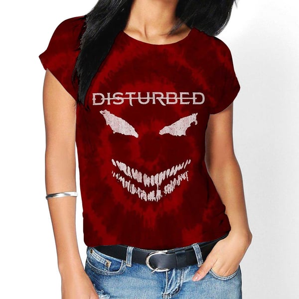 Disturbed Unisex Adult Scary Face Tie Dye T-Shirt