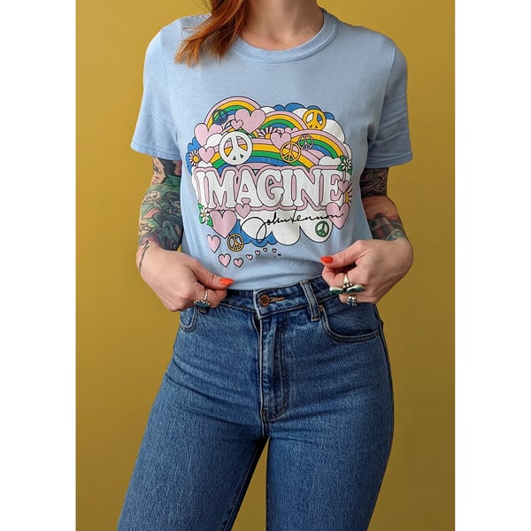 John Lennon Womens/Ladies Rainbows, Love & Peace Cotton T-Shirt