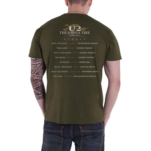 U2 Unisex T-shirt med Joshua Tree-rygprint til voksne