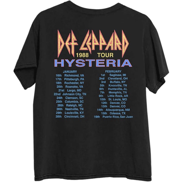 Def Leppard Unisex aikuisten Hysteria ´88 -selkäpainatuksella varustettu T-paita