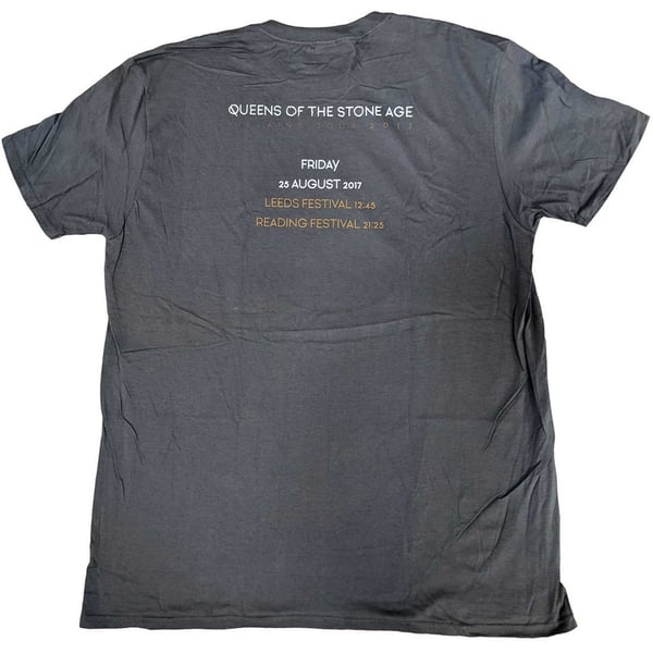 Queens Of The Stone Age Unisex T-shirt i bomuld med rygtryk af skurke R&L 2017 for voksne