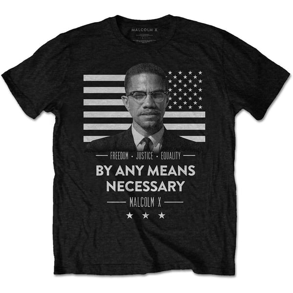 Malcolm X Unisex Adult By Any Means Necessary Cotton T-Shirt