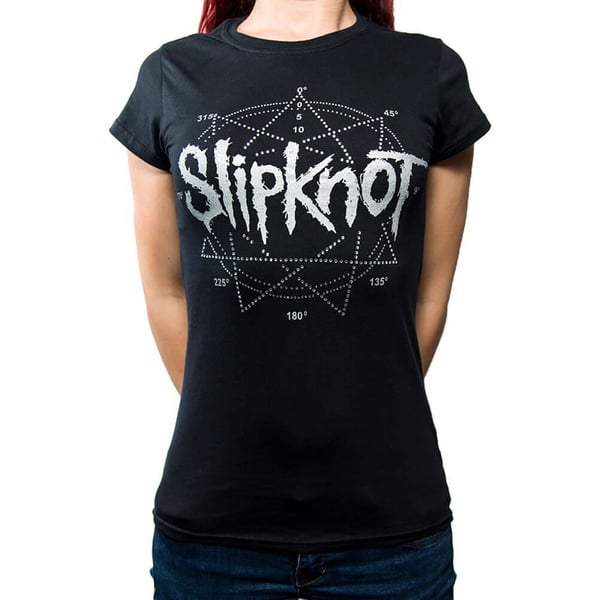 Slipknot Dame/kvinder Star Diamante Logo T-shirt Slipknot Dame/kvinder Star Diamante Logo T-shirt
