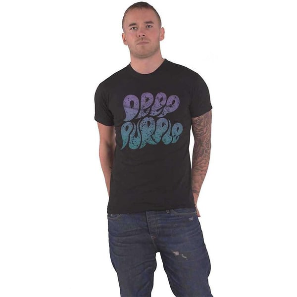 Deep Purple Unisex Adult Bubble Cotton Logo T-Shirt