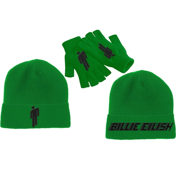 Billie Eilish Unisex Adult Blohsh Logo Beanie & Gloves Set