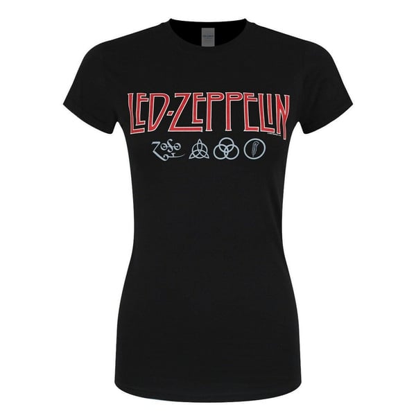 Led Zeppelin T-shirt med logo med symboler for kvinder/damer Led Zeppelin T-shirt med logo med symboler for kvinder/damer