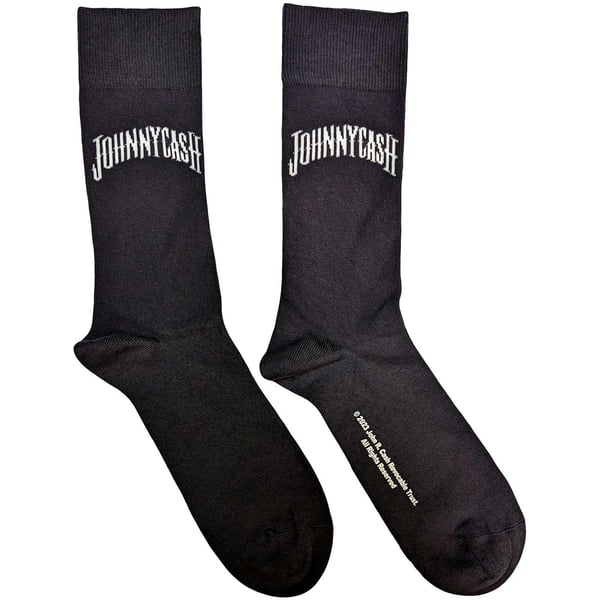 Johnny Cash Unisex Adult Man In Black Logo Socks