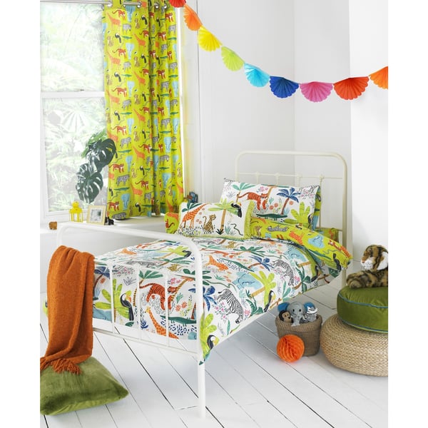 Riva Paoletti Childrens/Kids Jungletastic Ringtop Eyelet Curtains