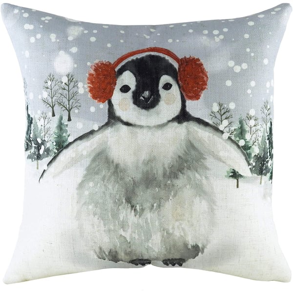 Evans Lichfield Snowy Penguin With Earmuffs Kuddfodral