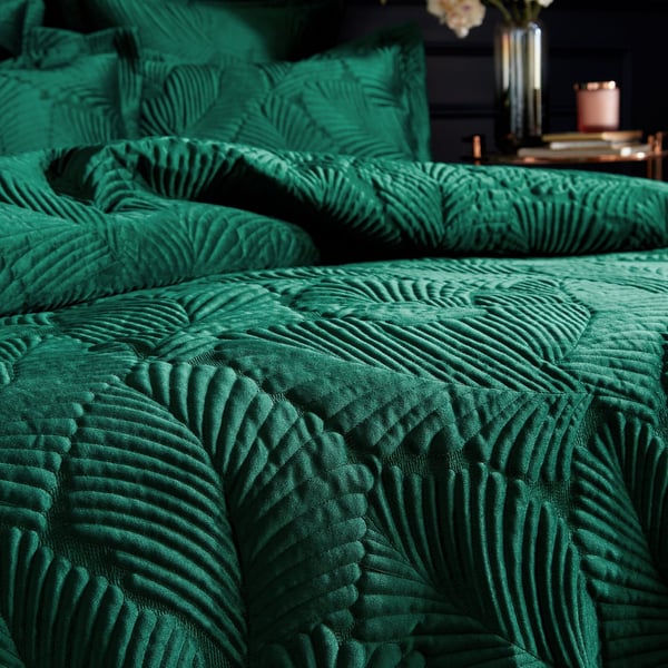 Paoletti Palmeria Velvet Quilted Duvet Cover Set
