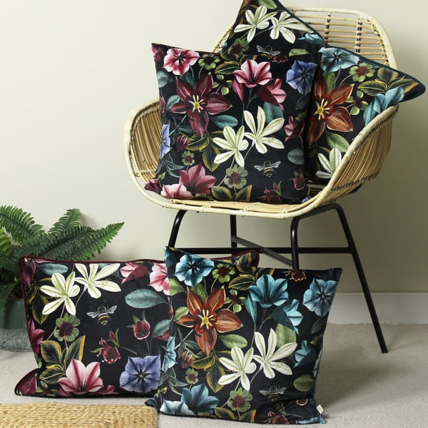 Evans Lichfield Midnight Garden Aquilegia Cushion Cover