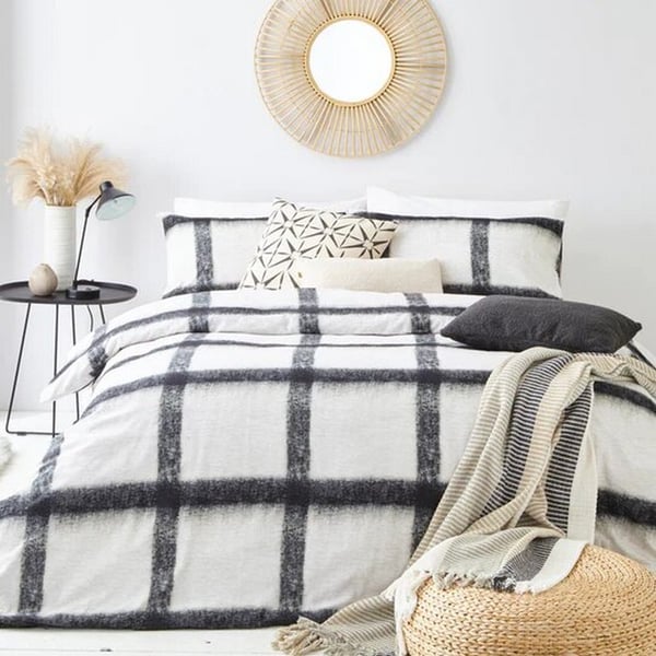 The Linen Yard Mohair Checked Duvet Cover Set