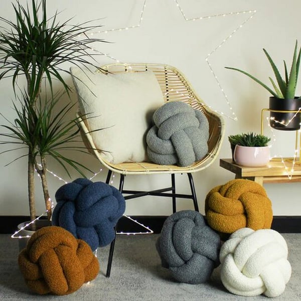 Furn Boucle Fleece Knotted Cushion