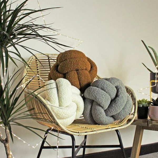 Furn Boucle Fleece Knotted Cushion