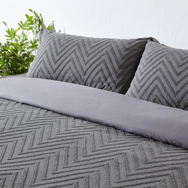 The Linen Yard Tufted Chevron Duvet Cover Set