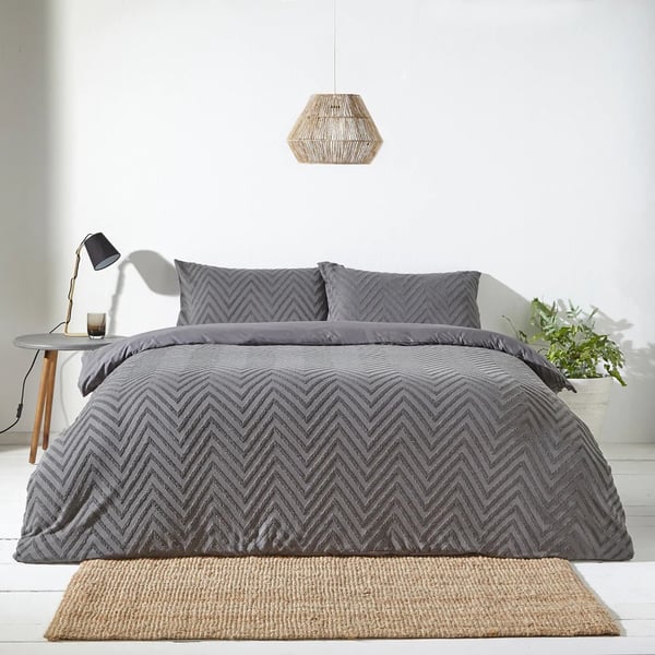 The Linen Yard Tufted Chevron Duvet Cover Set