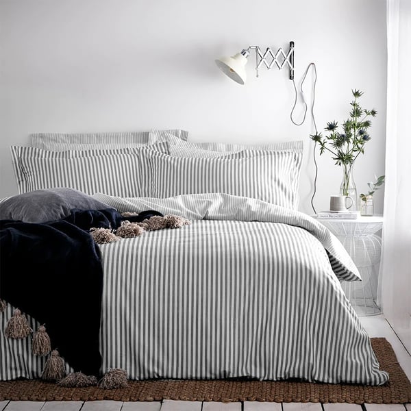 The Linen Yard Hebden Melange Stripe Duvet Cover Set