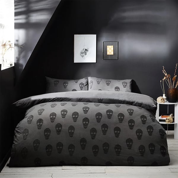 Tufted Cotton Skull Duvet Cover Set