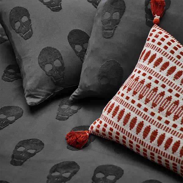 Tufted Cotton Skull Duvet Cover Set