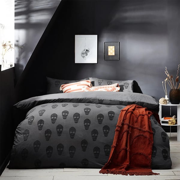 Tufted Cotton Skull Duvet Cover Set