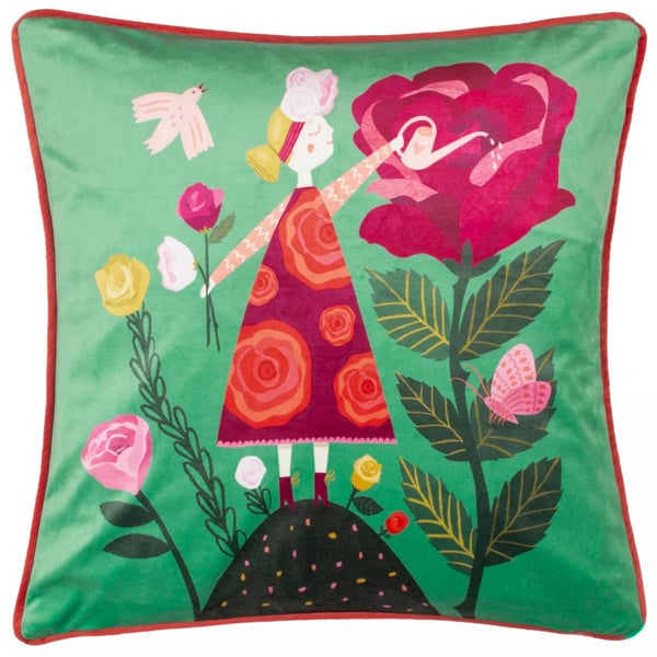 Kate Merritt Flower Girl Illustration Cushion Cover