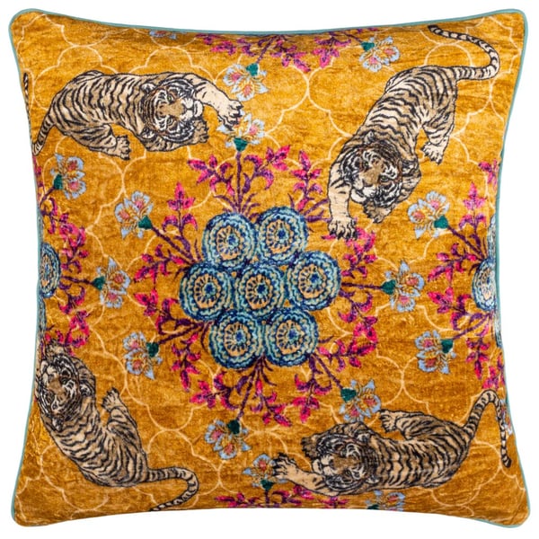 Wylder Tropics Tigerscope Piped Velvet Cushion Cover
