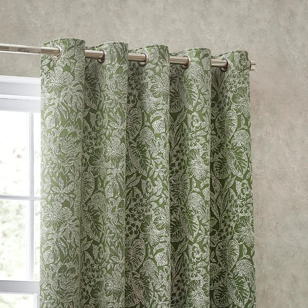 Wylder Bali Jacquard Botanical Eyelet Curtains