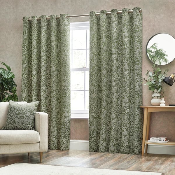 Wylder Bali Jacquard Botanical Eyelet Curtains